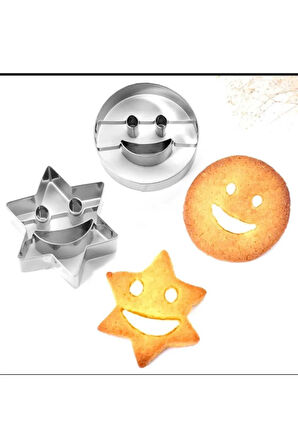 metal kurabiye kalıbı gülenyüz modeli 2 farklı kalıp çeşit pasta kurabiye kalıbı özel