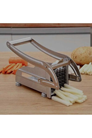 Paslanmaz Çelik Patates Kızartması Patates Kesici - Yuvarlak Alt Kolay dilimleme