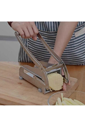 Paslanmaz Çelik Patates Kızartması Patates Kesici - Yuvarlak Alt Kolay dilimleme