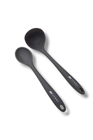 2'Lİ SİLİKON SET  1 adet kepçe 1 adet silikon kaşık(27.5cm)