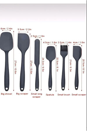 6lı Yanmaz Yapışmaz Isıya Dayanıklı Mutfak Pasta Slikon Yumurta Fırçası Kaşık Bıçak Spatula Seti