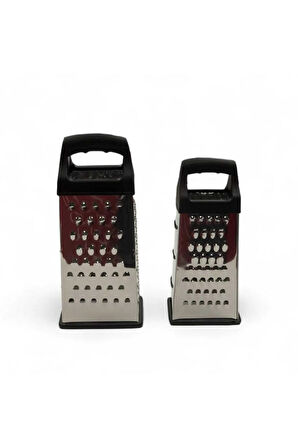 2 Tane Küçük Büyük Boy Syah Plastik Tutamaçlı Geniş Çelik Dörtgen Rende 24,5cm ve 21cm