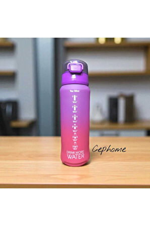PİPETLİ Çift Renk Motivasyon Su Matarası 700 ml sızdırmaz kapak el tutmaç lı su şişesi