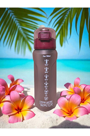 Venedik PİPETLİ 700 ml Su Matarası, Motivasyon Su Şişesi Sızdırmaz kapak elcik ip model