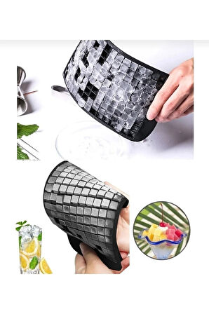 160'lı Mini Küp Şekilli Silikon Buzluk Antrasit Renk Mini Kübik Sunum Buzluk