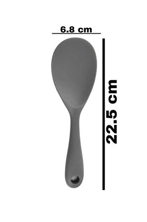 4'lü set silikon1 kepçe 1 kaşık (27.5cm) 1 kaşık (20 cm) 1 pilav kaşığı GRİ