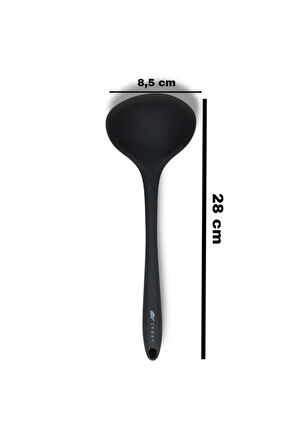 4'lü set silikon1 kepçe 1 kaşık (27.5cm) 1 kaşık (20 cm) 1 pilav kaşığı GRİ