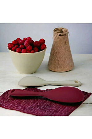 silikon yanmaz yapışmaz kaşık seti 2'li beyaz-koyupembe