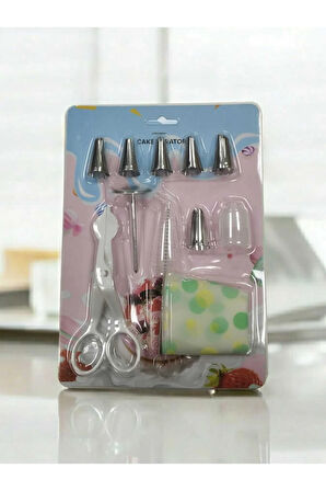 Lüx10 Parça Krema Torbalı Pasta Malzeme Seti