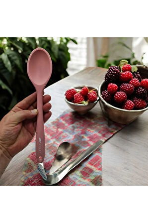 pembe 28cm silikon kaşık