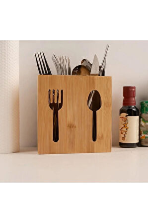 Kaliteli Lüx Bambu Çatal Kaşık Bıçaklık 2 Li Set