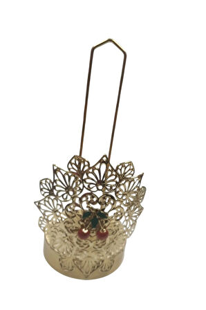 Kiraz Desenli Gold Kaplama Havlu Peçetelik Rulo Havluluk