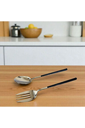 Şık Metal Servis Kaşık ve Çatal Seti – 2 Parça