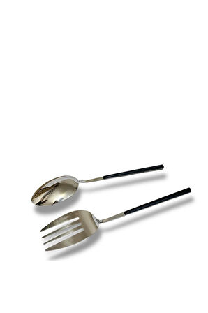 Şık Metal Servis Kaşık ve Çatal Seti – 2 Parça