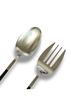 Şık Metal Servis Kaşık ve Çatal Seti – 2 Parça