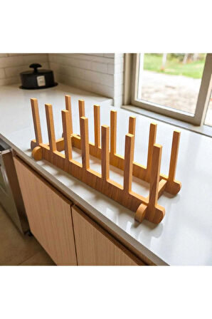 Venedik bambu ahşap tabaklık 6 bölmeli şık tasarım