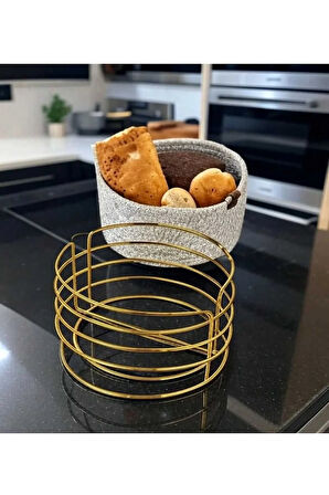 oval metal gold kaplama özel dokuma beyaz hasır içli ekmek kutusu şık tasarım sepet