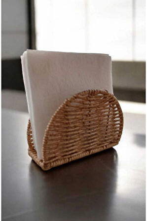 Oval Hasır Örme Peçetelik sık dokuma şık tasarım masa üstü peçetelik