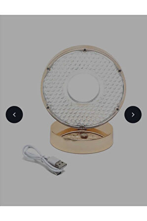 Cam desenli yuvarlak gece lambası, loş ışık ve yansımalı tasarım ile rahatlatıcı ortam sağlar