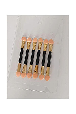 Lüx Profesyonel Makyaj Far Fırça Seti 6'lı Çift Taraflı Far Lateks Fırçası Aplikatör