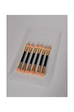 Lüx Profesyonel Makyaj Far Fırça Seti 6'lı Çift Taraflı Far Lateks Fırçası Aplikatör