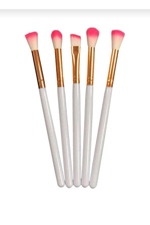 Profesyonel 5'li far Makyaj Fırça Seti Beyaz-pembe