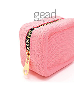 Kaliteli Küçük Silikon Makyaj Çantası - Kokulu Lüx Toz Pembe