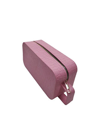 SİLİKON MAKYAJ ÇANTASI AROMATİK KOKULU DESENLİ ÖZEL ÇANTA PEMBE
