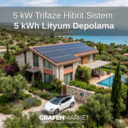 5 kW Trifaze 5 kWh Lityum Depolama Hibrit Paket Sistem