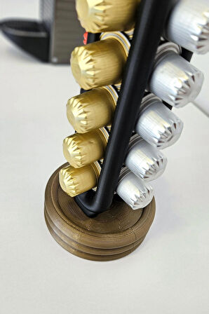 Nespresso Kahve Kapsül Standı | Mutfak Kahve Köşesi Organizer Dekor Bronz-Siyah