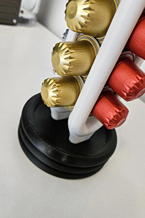 Nespresso Kahve Kapsül Standı | Mutfak Kahve Köşesi Organizer Dekor Siyah-Beyaz