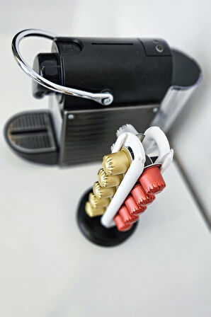 Nespresso Kahve Kapsül Standı | Mutfak Kahve Köşesi Organizer Dekor Siyah-Beyaz