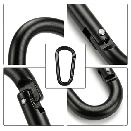 Microcase Profesyonel Karabin 5.7 cm Siyah Alüminyum Taktik Dağcılık Anahtarlık Askısı Çanta Klipsi Kancası 1 Adet - AL5887