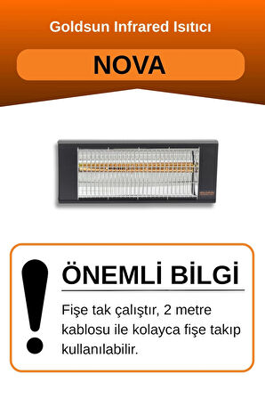 Goldsun Nova 2000 Watt GSN20 Kumandasız Elektrikli İnfrared Isıtıcı-Siyah