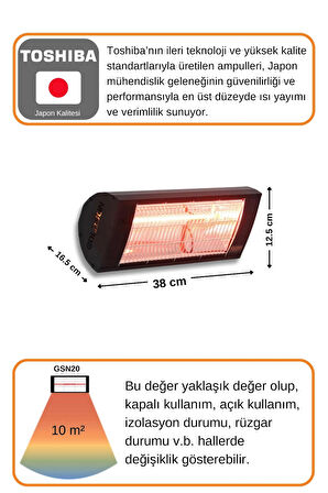 Goldsun Nova 2000 Watt GSN20 Kumandasız Elektrikli İnfrared Isıtıcı-Siyah