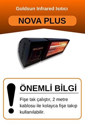Goldsun Nova Plus 2000 Watt GSN20P Kumandalı Elektrikli İnfrared Isıtıcı-Siyah