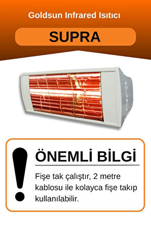 Goldsun Supra 1500 Watt GSS15 Kumandasız Suya Dayanıklı Elektrikli İnfrared Isıtıcı-Beyaz