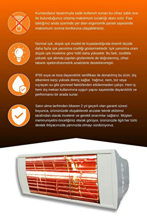 Goldsun Supra 1500 Watt GSS15 Kumandasız Suya Dayanıklı Elektrikli İnfrared Isıtıcı-Beyaz