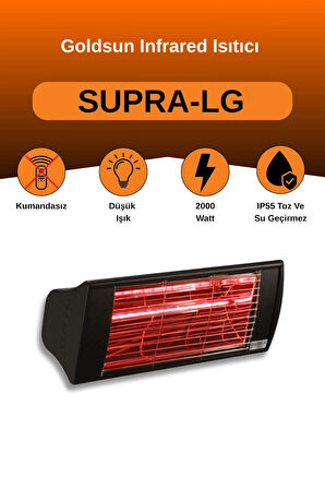 Goldsun Supra 2000 Watt GSS20LG Düşük Işıklı Kumandasız Suya Dayanıklı Elektrikli İnfrared Isıtıcı-Siyah