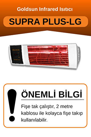 Goldsun Supra Plus 2000 Watt GSS20PLG Düşük Işık Kumandalı Suya Dayanıklı Elektrikli İnfrared Isıtıcı-Beyaz