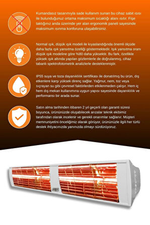 Goldsun Supra 3000 Watt GSS30 Kumandasız Suya Dayanıklı Elektrikli İnfrared Isıtıcı-Beyaz