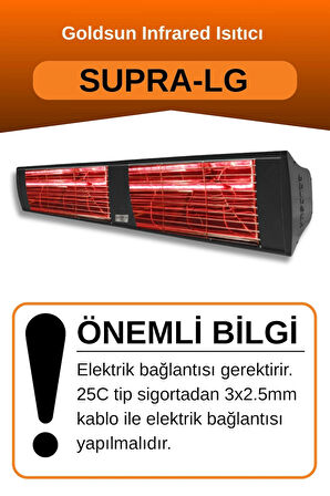 Goldsun Supra 4000 Watt GSS40LG Düşük Işıklı Kumandasız Suya Dayanıklı Elektrikli İnfrared Isıtıcı-Siyah