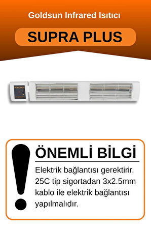 Goldsun Supra Plus 4000 Watt GSS40P Kumandalı Suya Dayanıklı Elektrikli İnfrared Isıtıcı-Beyaz