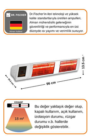 Goldsun Supra Plus 4000 Watt GSS40P Kumandalı Suya Dayanıklı Elektrikli İnfrared Isıtıcı-Beyaz