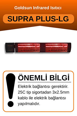 Goldsun Supra Plus 4000 Watt GSS40PLG Düşük Işık Kumandalı Suya Dayanıklı Elektrikli İnfrared Isıtıcı-Siyah