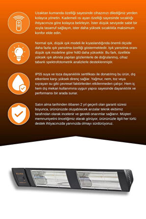 Goldsun Supra Plus 4000 Watt GSS40P Kumandalı Suya Dayanıklı Elektrikli İnfrared Isıtıcı-Siyah