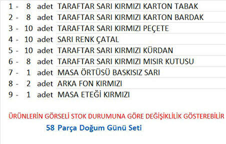 Taraftar (Galatasaray)Tabak, Bardak, Mısır Kutusu, Peçete, Çatal, Kürdan, Fon Perde, Masa Örtüsü, Masa Eteği
