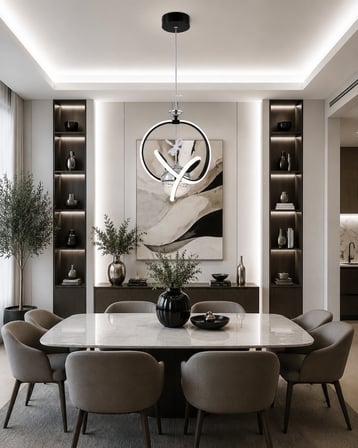 GUSTO LİGHTİNG DORA BUYUK TEKLİ LED SARKIT AVİZE,SİYAH,3 Renk Yanabilen Led Avize, Modern Salon Oda
