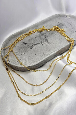 Melora Çok Sıra Gold Kolye