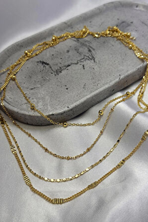 Melora Çok Sıra Gold Kolye